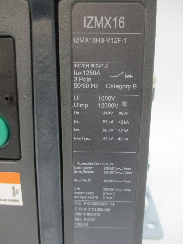 EATON IZMX16H3-V12F-1 IZMX16 690V 1250A UNMP