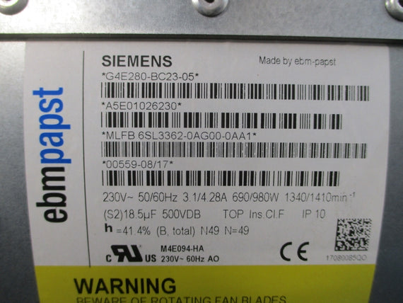 SIEMENS 6SL3362-0AG00-0AA1 230V 3.1/4.28A UNMP
