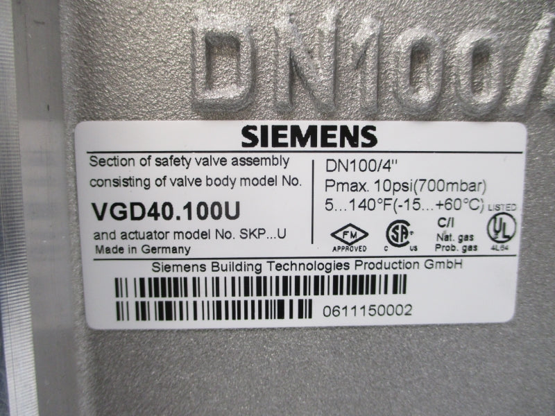 SIEMENS VGD40.100U 10PSI 4" NSNP