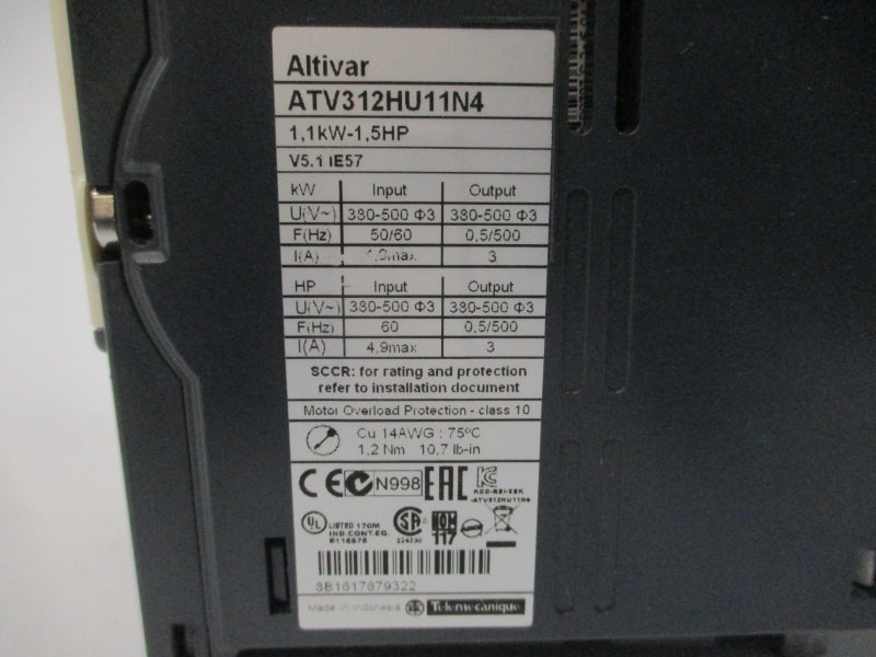 SCHNEIDER ELECTRIC ATV312HU11N4 380-500V 4.9A UNMP