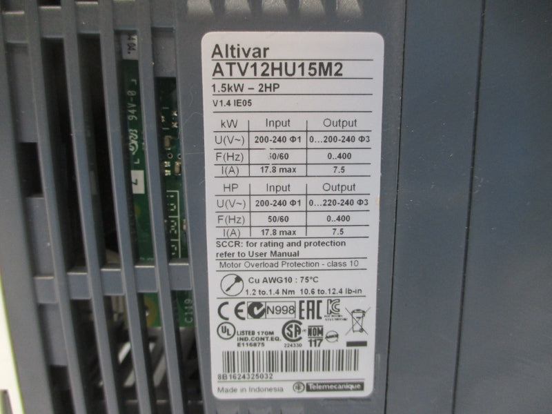 SCHNEIDER ELECTRIC ATV12HU15M2 200-240V 17.8A NSNP