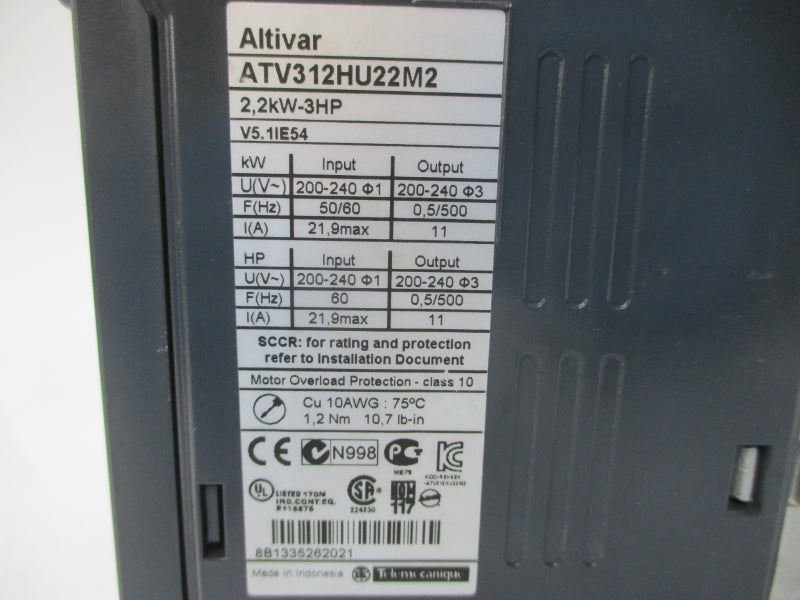 SCHNEIDER ELECTRIC ATV312HU22M2 200-240V 21.9A UNMP