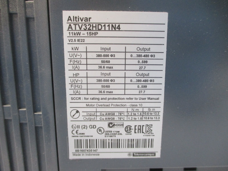 SCHNEIDER ELECTRIC ATV32HD11N4 380-500V 36.6A UNMP