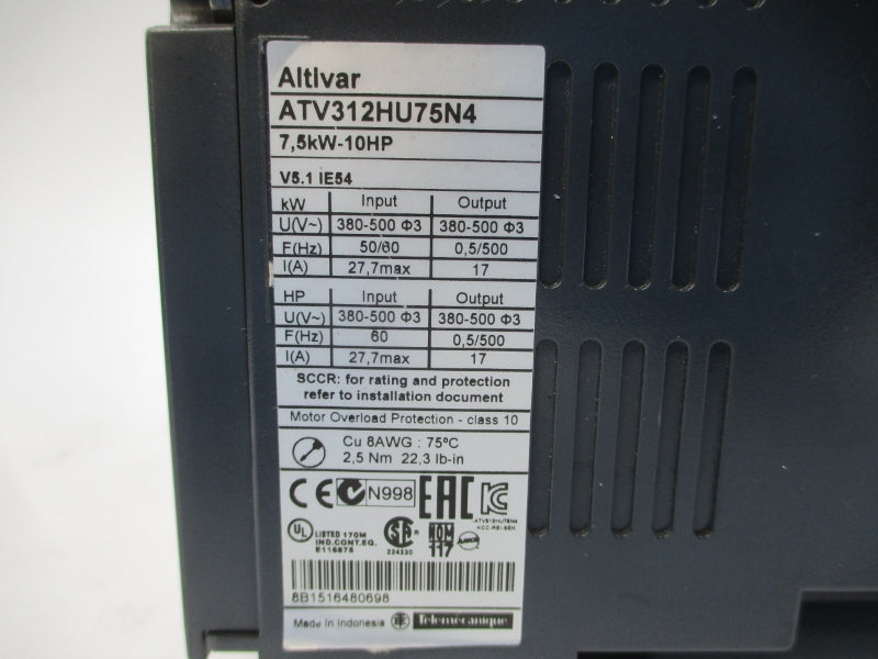 SCHNEIDER ELECTRIC ATV312HU75N4 380-500V 27.7A UNMP