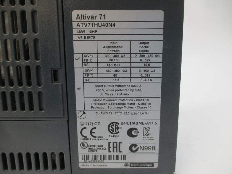 SCHNEIDER ELECTRIC ATV71HU40N4 380-480V 14.1A UNMP