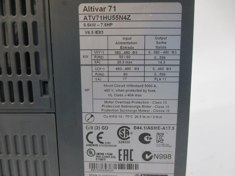 SCHNEIDER ELECTRIC ATV71HU55N4Z 380-480V 20.3A UNMP