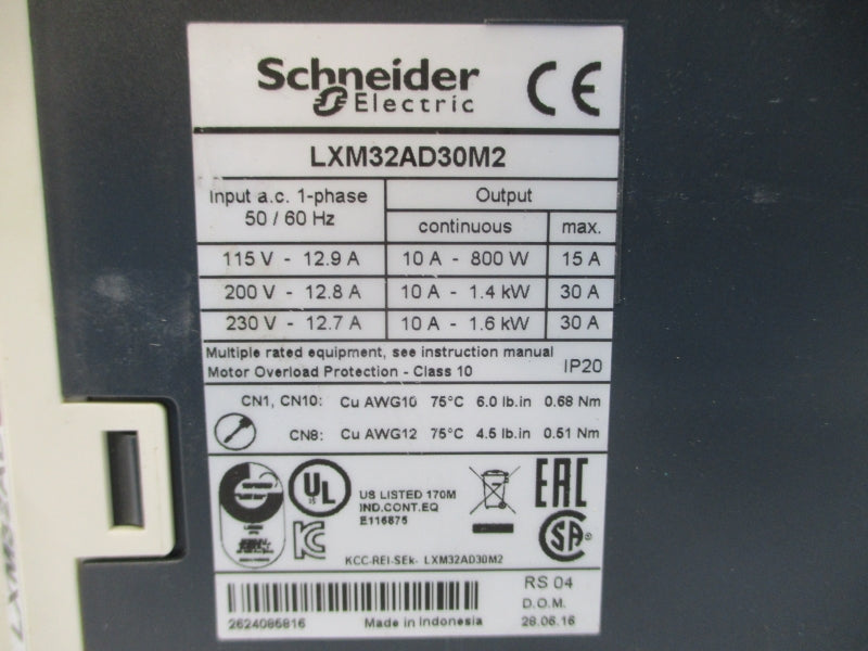 SCHNEIDER ELECTRIC LXM32AD30M2 230VAC 12.7A UNMP