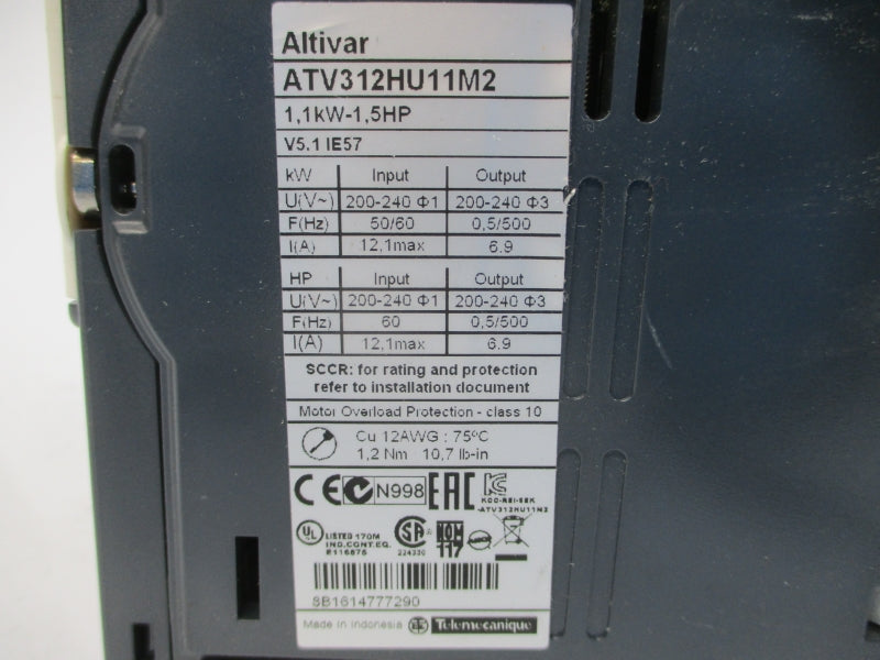SCHNEIDER ELECTRIC ATV312HU11M2 200-240V 12.1A UNMP