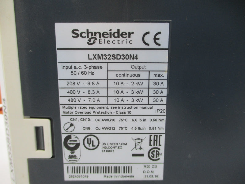 SCHNEIDER ELECTRIC LXM32SD30N4 480VAC 30A UNMP