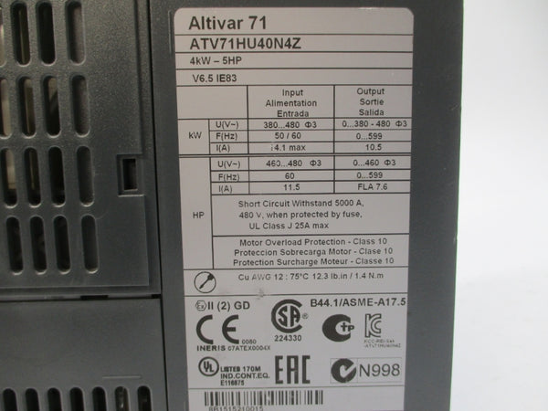 SCHNEIDER ELECTRIC ATV71HU40N4Z 380-480V 14.1A UNMP