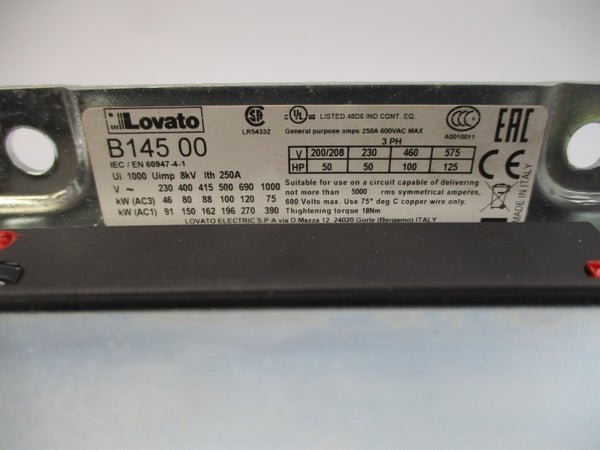 LOVATO B14500 220-240VAC/DC 250A UNMP
