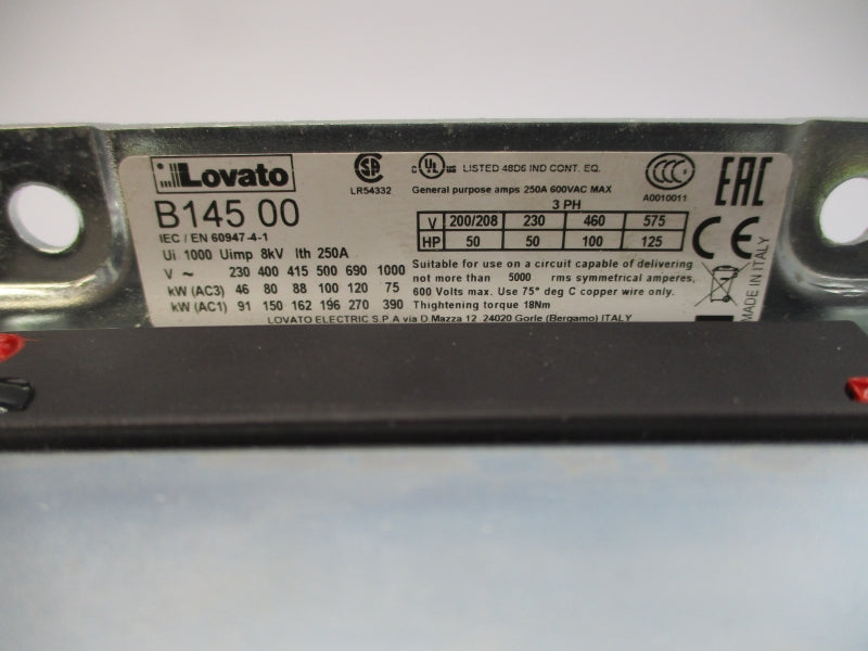 LOVATO B14500 220-240VAC/DC 250A UNMP