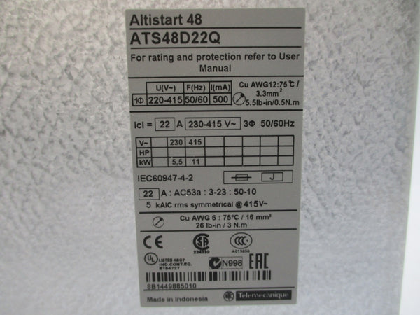 SCHNEIDER ELECTRIC ATS48D22Q 230-415V 22A UNMP