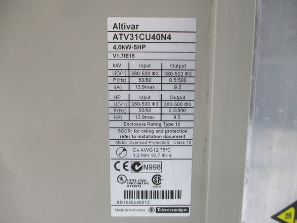SCHNEIDER ELECTRIC ATV31CU40N4 380-500V 13.9A UNMP