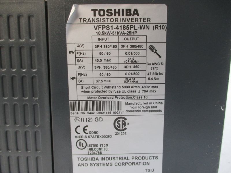 TOSHIBA VFPS1-4185PL-WN 380/480V 45.5A UNMP