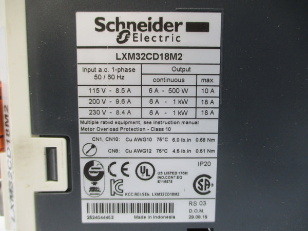 SCHNEIDER ELECTRIC LXM32CD18M2 230VAC 18A UNMP