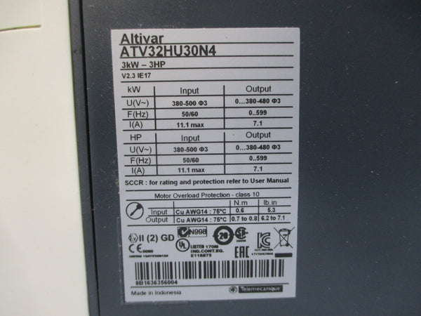 SCHNEIDER ELECTRIC ATV32HU30N4 380-500V 11.1A UNMP