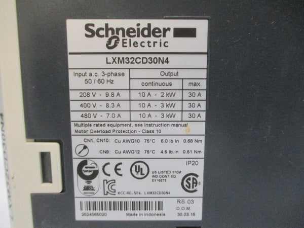 SCHNEIDER ELECTRIC LXM32CD30N4 480VAC 30A UNMP