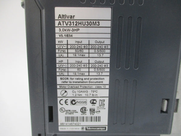 SCHNEIDER ELECTRIC ATV312HU30M3 200-240V 19.1A UNMP