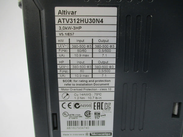 SCHNEIDER ELECTRIC ATV312HU30N4 380-500V 10.9A (AS PICTURED) UNMP