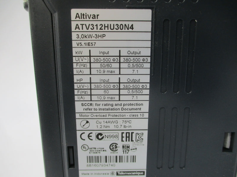SCHNEIDER ELECTRIC ATV312HU30N4 380-500V 10.9A (AS PICTURED) UNMP