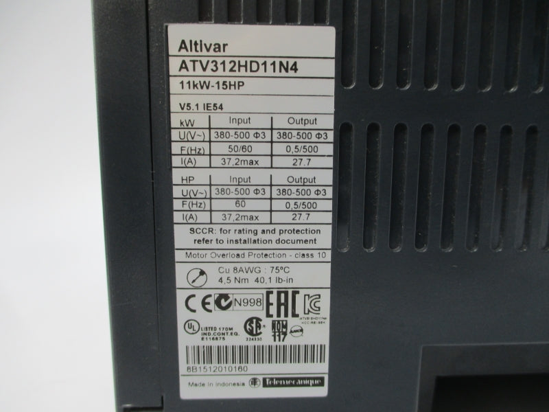 SCHNEIDER ELECTRIC ATV312HD11N4 380-500V 37.2A UNMP