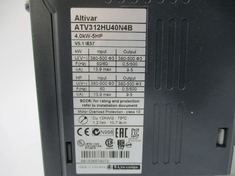 SCHNEIDER ELECTRIC ATV312HU40N4B 380-500V 13.9A UNMP