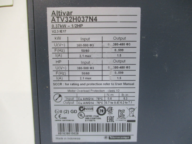 SCHNEIDER ELECTRIC ATV32H037N4 380-500V 2.1A NSNP