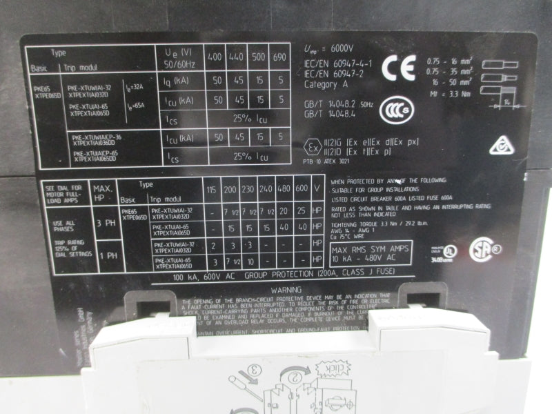 MOELLER XTPE065D 690V 65A (AS PICTURED) NSNP