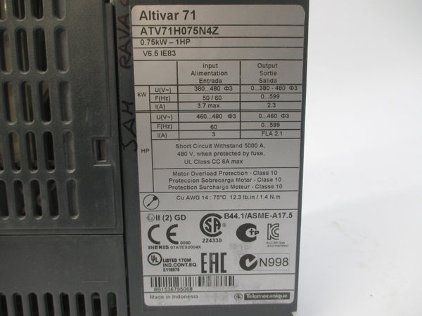 SCHNEIDER ELECTRIC ATV71H075N4Z 380-480V 3.7A UNMP