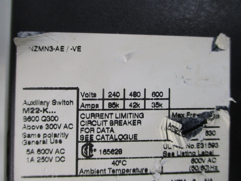 EATON NZMN3-AE/-VE 600VAC 300A UNMP