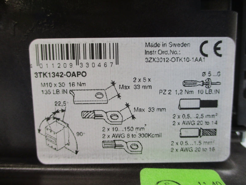 SIEMENS 3TK1342-0AP0 230-220V 300A UNMP