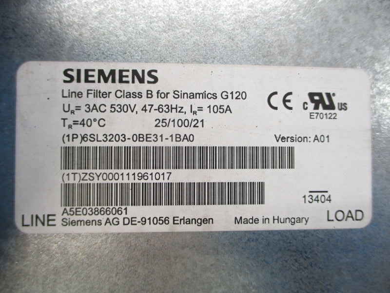 SIEMENS 6SL3203-0BE31-1BA0 530VAC 105A NSNP