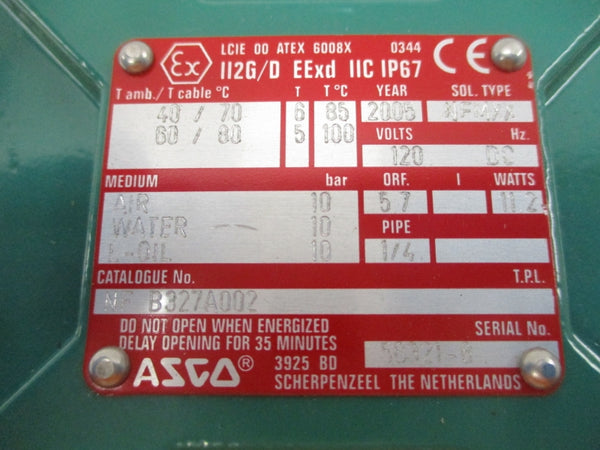 ASCO NFB327A002 120VDC 1/4" NSNP