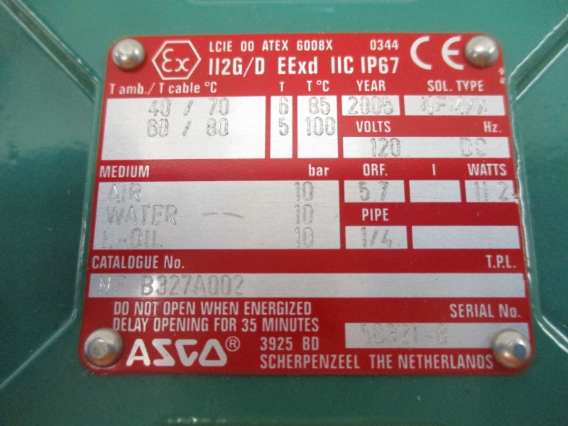 ASCO NFB327A002 120VDC 1/4" NSNP
