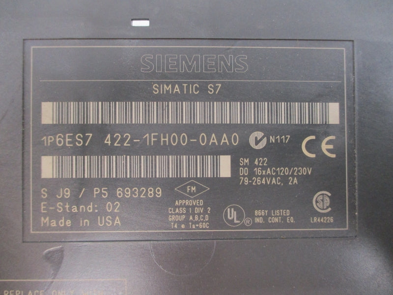 SIEMENS 6ES7422-1FH00-0AA0 120/230VAC 2A UNMP