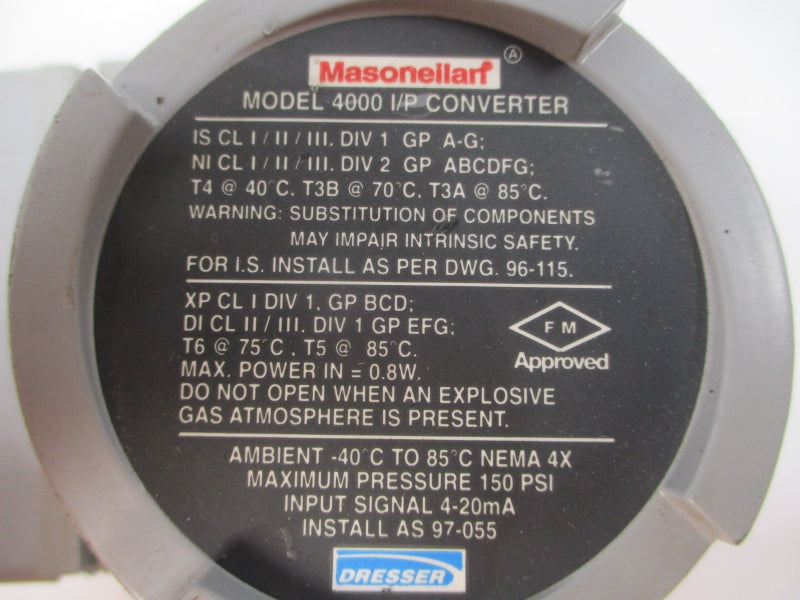 MASONEILAN 4000 055100-212-888 30VDC UNMP