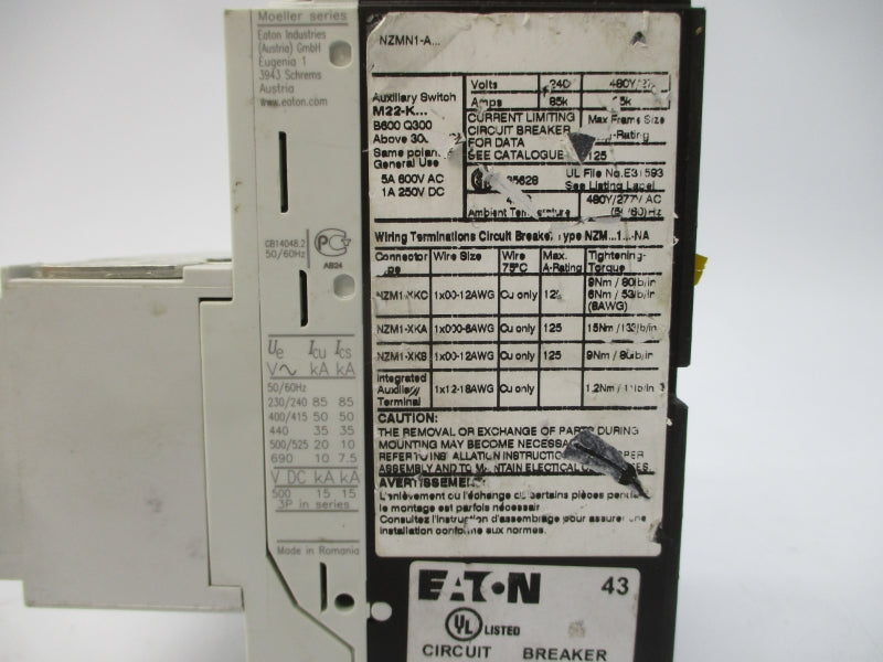 EATON NZMN1-AF40-NA 480V 40A (AS PICTURED) UNMP