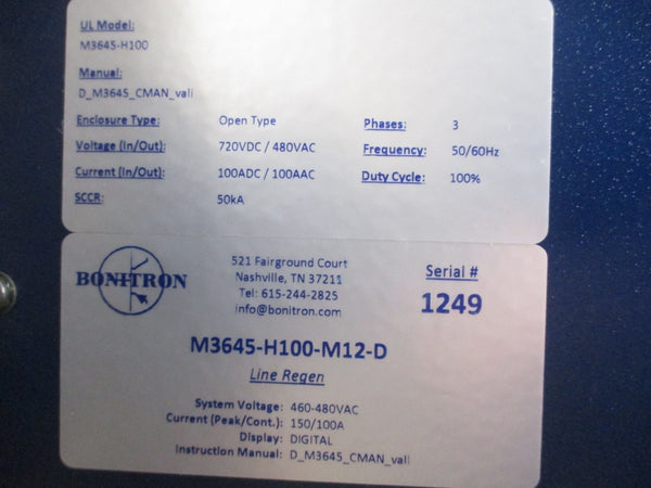 BONITRON M3645-H100-M12-D 460-480VAC 150/100A NSNP