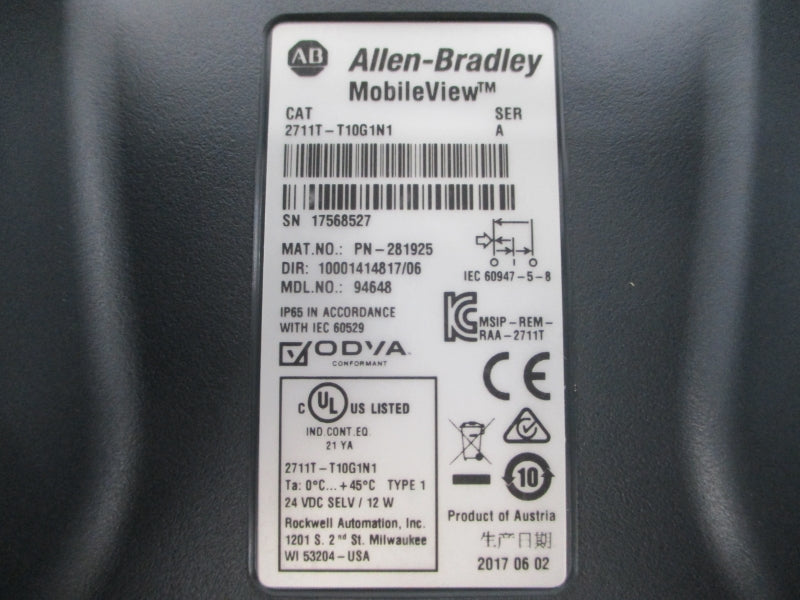 ALLEN BRADLEY 2711T-T10G1N1 SER. A 24VDC NSNP