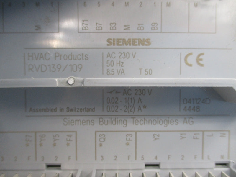 SIEMENS RVD139/109 230VAC 0.02-2A NSNP
