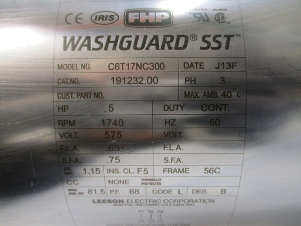 LEESON ELECTRIC 191232.00 C6T17NC300 575V .65/.75A NSNP