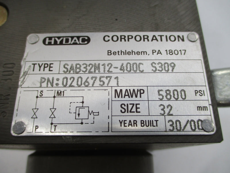 HYDAC SAB32M12-400CS309 02067571 5800PSI NSNP