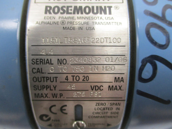 ROSEMOUNT 1151LT5SA6F22DT1004L4 45VDC 275PSI NSNP