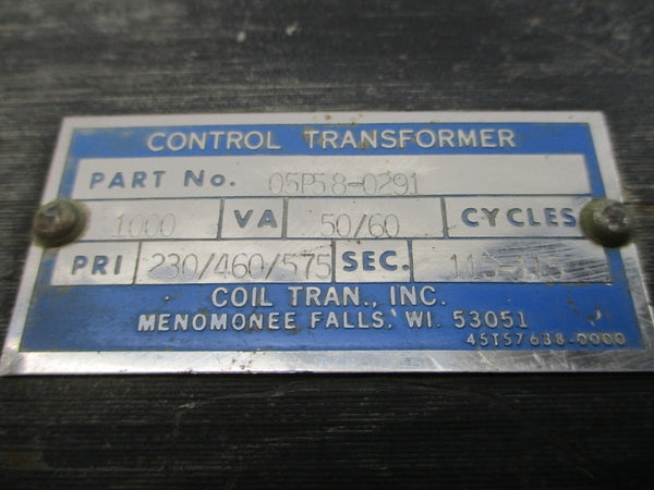 CONTROL TRANSFORMER 05P58-0291 230/460575V UNMP