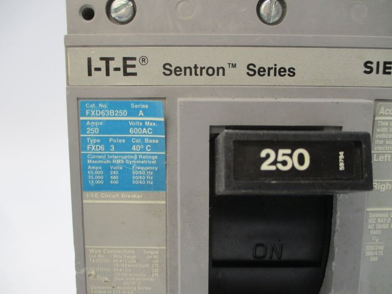 ITE SIEMENS FXD63B250 SER. A 600VAC 250A UNMP