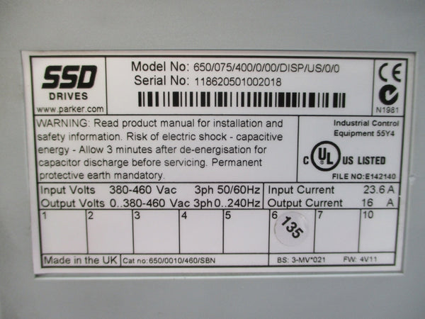 SSD DRIVES 650/075/400/0/00/DISP/US/0/0 380-460VAC 23.6A NSNP