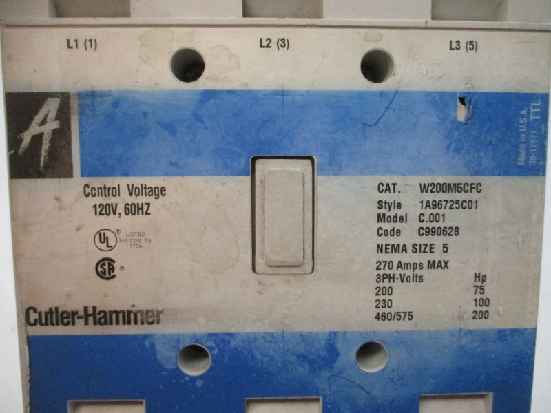 CUTLER-HAMMER W200M5CFC 1A96725C01 120V 270A UNMP