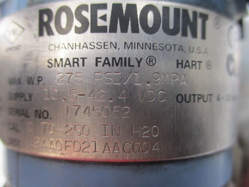 ROSEMOUNT 3051L2AA0FD21AAC604 10.5-42.4VDC 275PSI UNMP