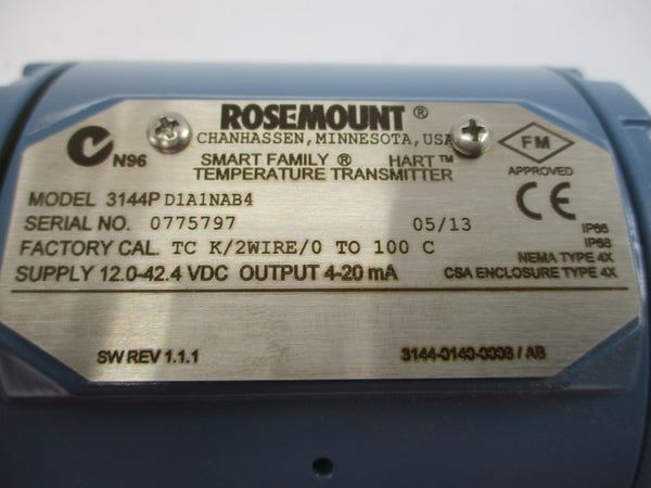 ROSEMOUNT 3144PD1A1NAB4 12.0-42.4VDC REV. 1.1.1 NSMP